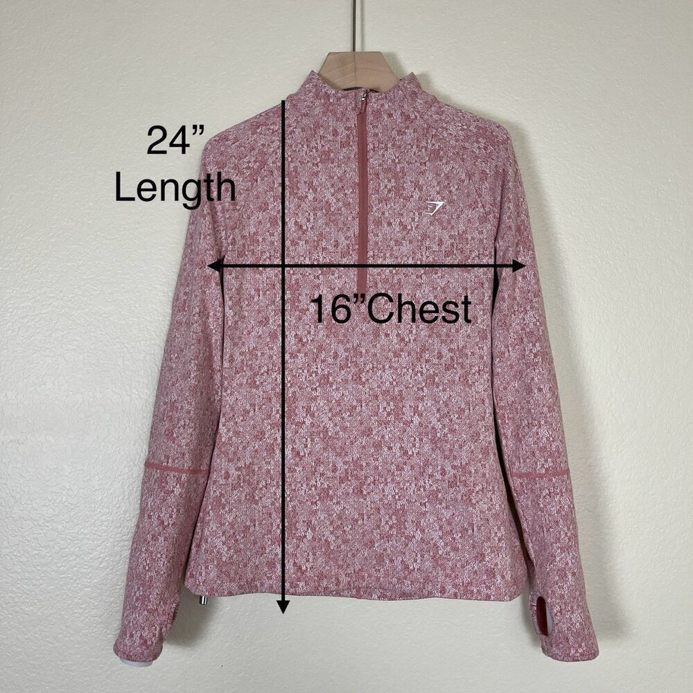 Gymshark Women's Size S Pink Fleur Texture 1/2 Zip Pullover Sweater Athletic Gym - Picture 6 of 16